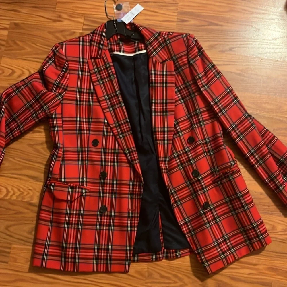 Jcrew Double-breasted lady blazer in good tidings plaid, NWT, size 14 - Picture 3 of 3
